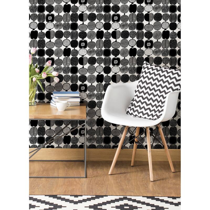 Marimekko Black & White Kompotti Peel & Stick Wallpaper