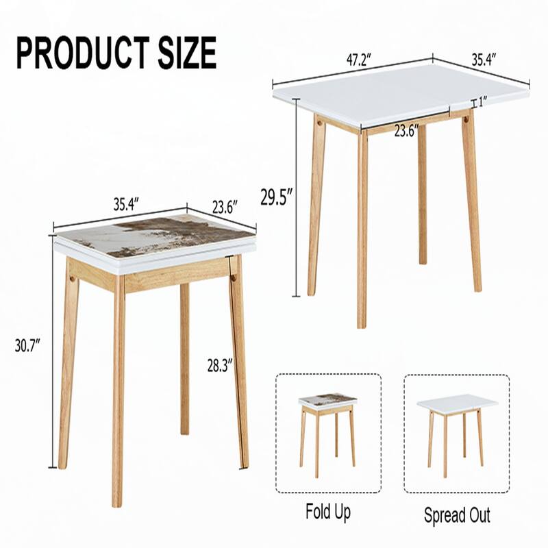 sintered stone tabletop with wooden legs