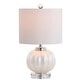 preview thumbnail 4 of 16, Dana 17.5" Glass/Crystal LED Table Lamp, White/Chrome by JONATHAN Y