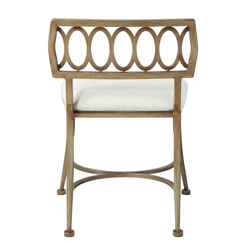 Azalea Park Gold Low Back Upholstered Vanity Stool - Golden Bronze & Natural Linen - 17.13 W x 17.13 D x 25.98 H"