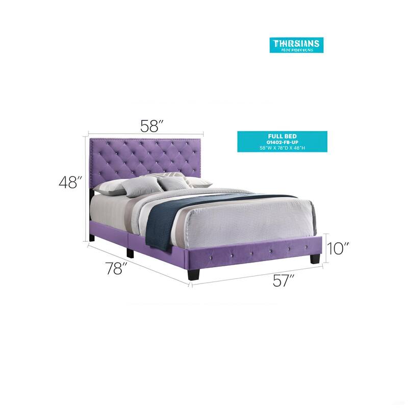Full Size Purple Bed with Durable Support & Transitional Design