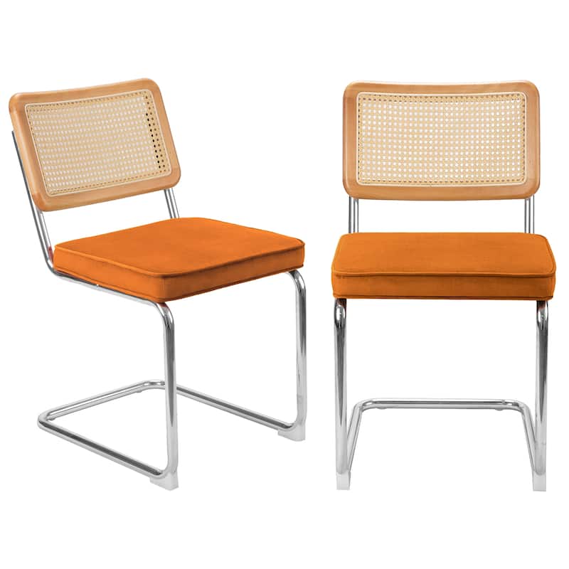 Cozywor Outdoor Upholstered Ratten Dining Side Chairs with Cushion (Set of 2)