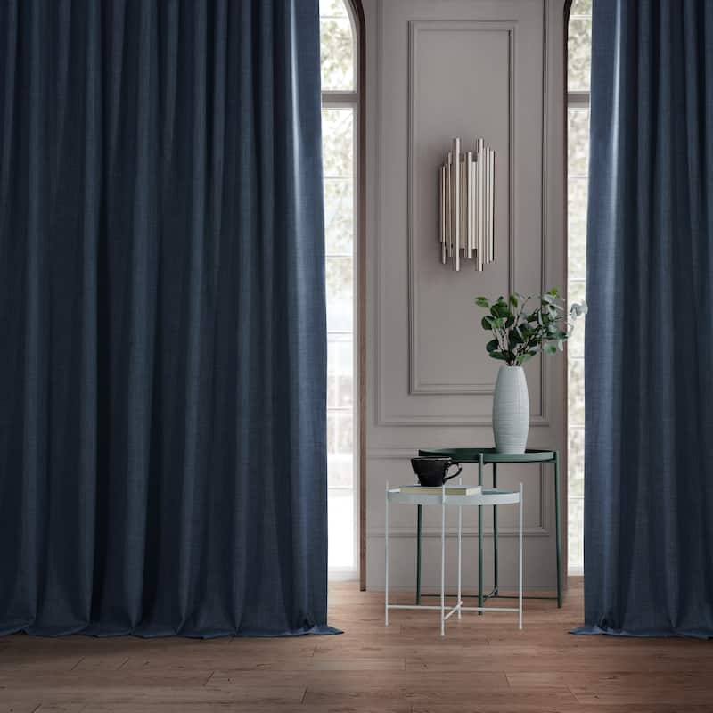 Exclusive Fabrics Extra Wide Performance Linen Blackout Curtains (1 Panel) Thermal Insulated Window Curtains