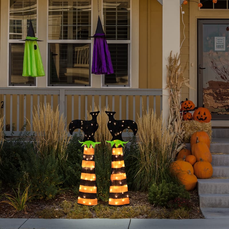 36" Spooky Town 2 D Prelit LED Upside Down Witch Legs