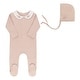 preview thumbnail 1 of 11, Ely's & Co. Organic Cotton Embroidered Collar Collection - Footie + Bonnet Pink Heather - 1 Month