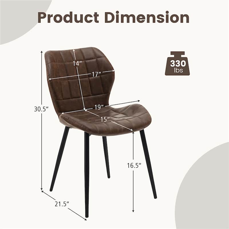 Gymax Dining Chairs Set of 2 w/ Padded Back Metal Legs & 2 Adjustable