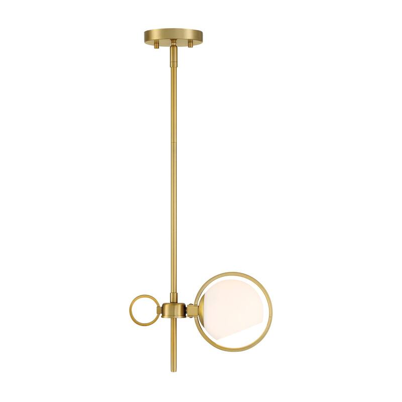 Teatro 11.25 in. 1-Light Brushed Gold Modern Pendant Light