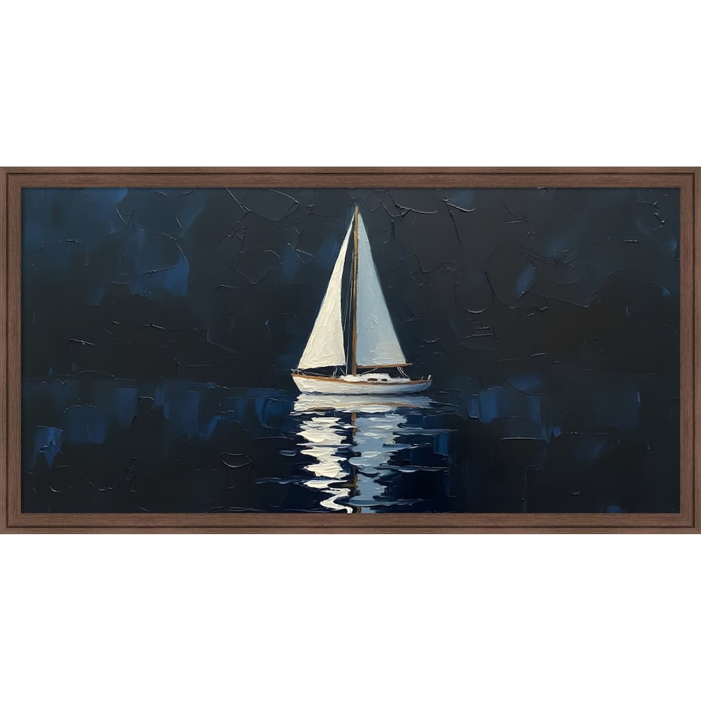 Sailboat at Night by Hugo Framed Mounted Canvas Wall Art Print