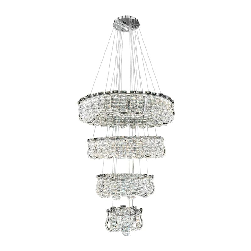 Luxury Grand Modern Gold Crystal LED Chandelier - 4 Tier Dimmable