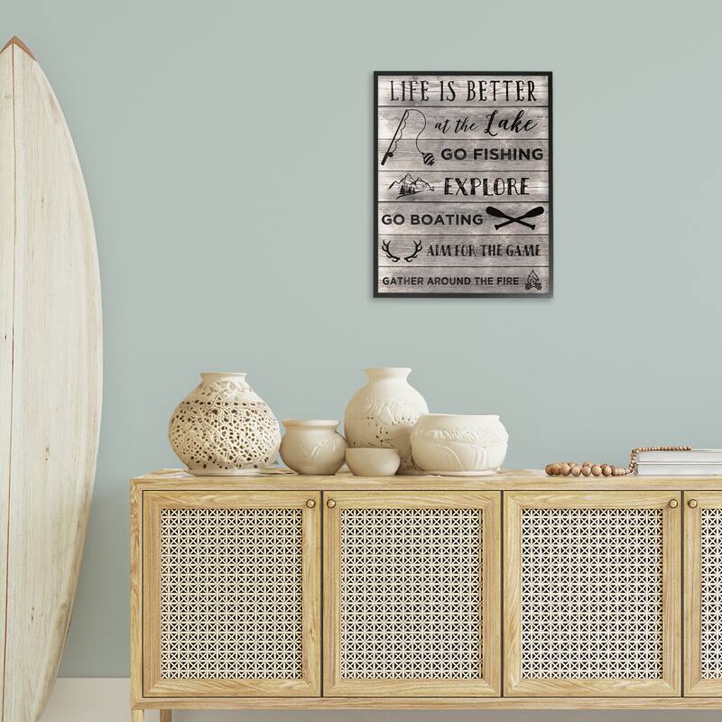 Stupell Lake Activities & Phrases Framed Giclee Art Design By CAD Designs