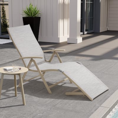 Crestlive Products Outdoor Aluminum Folding Adjustable Chaise Lounge Chair
