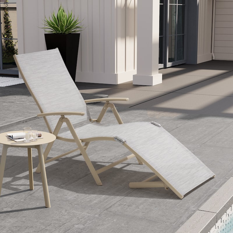 Crestlive Products Outdoor Aluminum Folding Adjustable Chaise Lounge Chair