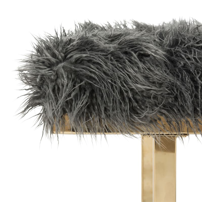 SAFAVIEH Cassandra Grey Faux Sheepskin Bench - 38Wx18Dx17H