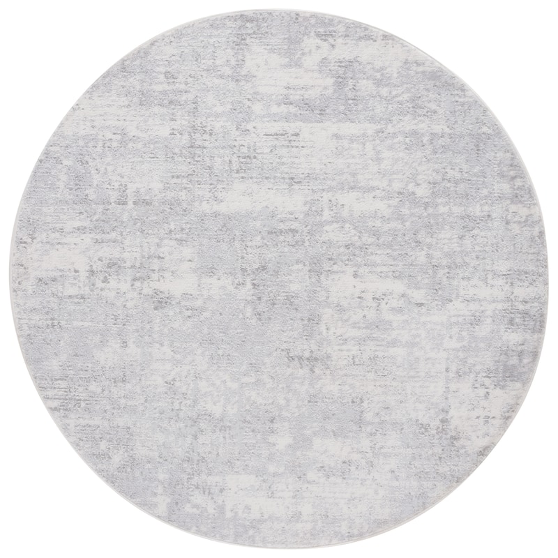 SAFAVIEH Amelia Modern Abstract Rug - 6'7" Round - Ivory/Light Grey - Round