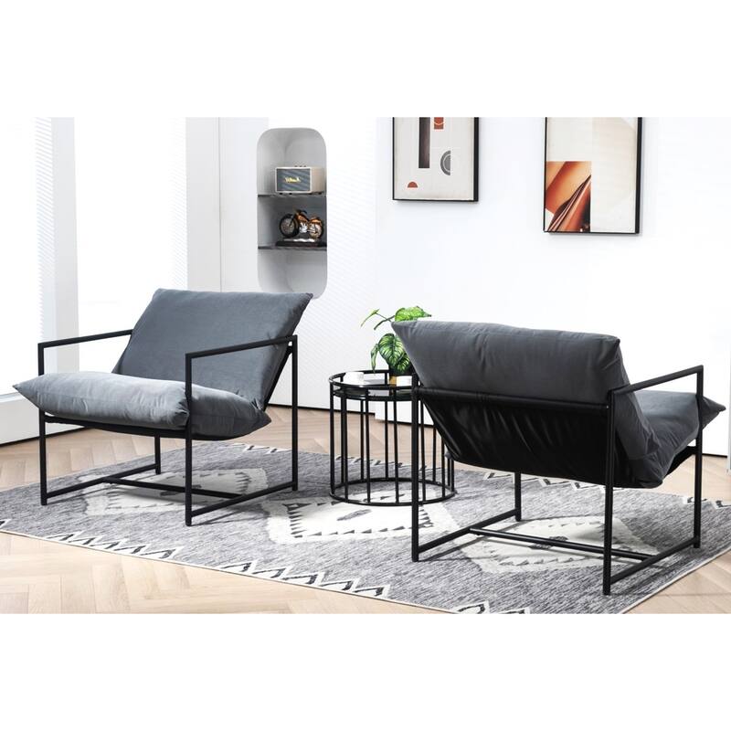 Modern Textured Velvet Sling Accent Chair