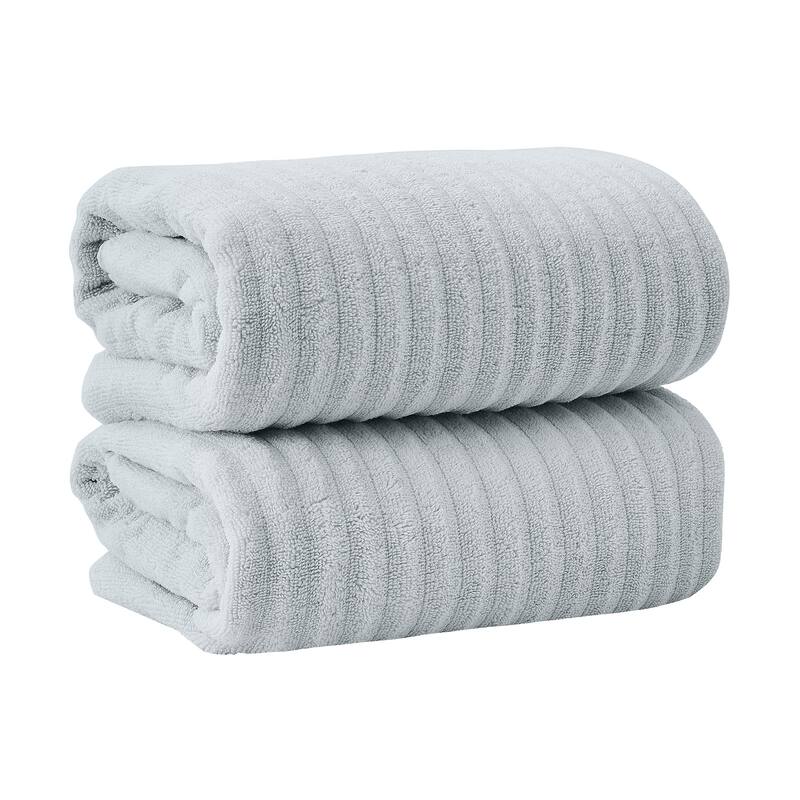 Linery & Co. Combed Cotton Bath Towel Set - Bath Sheet (Pack of 2) - Light Blue