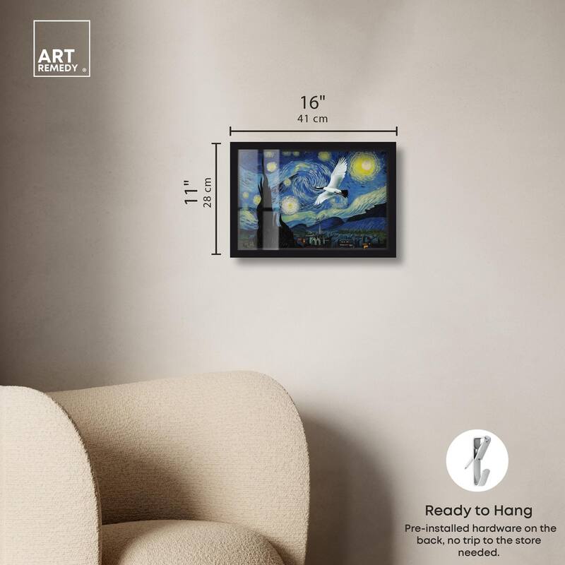 Crane Starry Night Shadowbox by Art Remedy