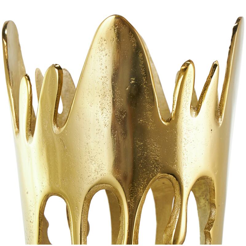 Gold, Silver or Black Aluminum Metal Drip Vase with Melting Designed Body