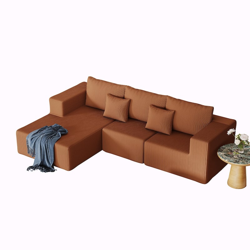 108.3" Sectional Foam Couch, L-Shape Sofa with Chaise Lounge, Modular Cloud Sofa