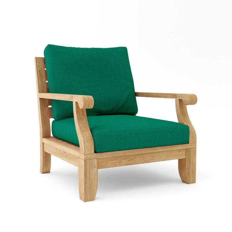 Riviera Luxe Teak Lounge Chair with Sunbrella Cushions - Forest Green