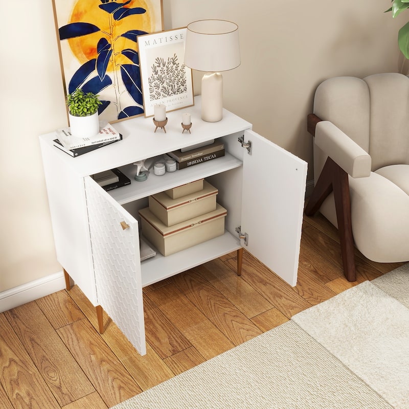 Hexagonal Pattern 2-door Storage Cabinet Buffet Cabinet Sideboard