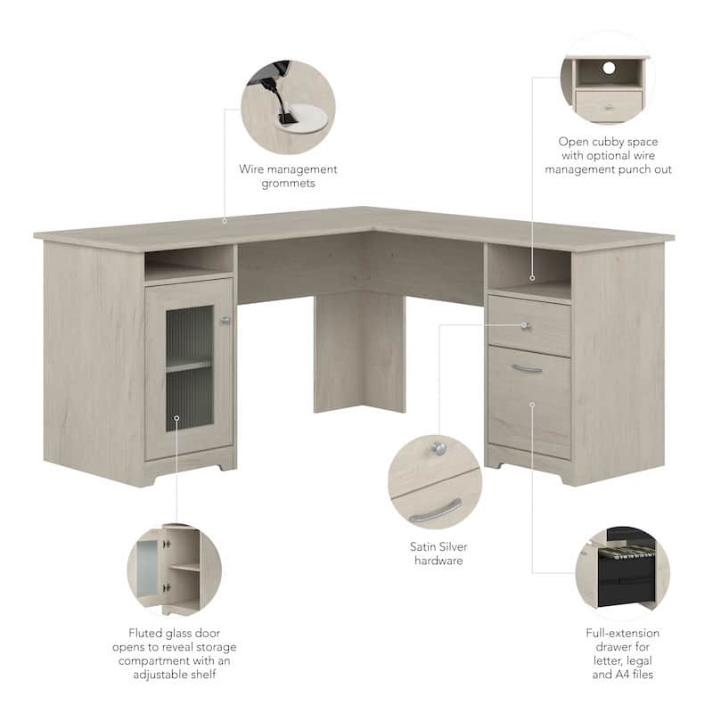 Cabot 60W L Shaped Computer Desk with Storage by Bush Furniture