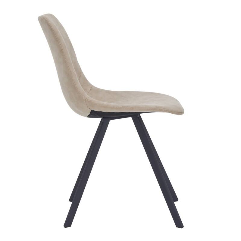 Markley Dining Chair with Leather Seat in Black Steel Legs, Scratch-Resistant, Ergonomic & Comfortable Modern Kitchen Chair