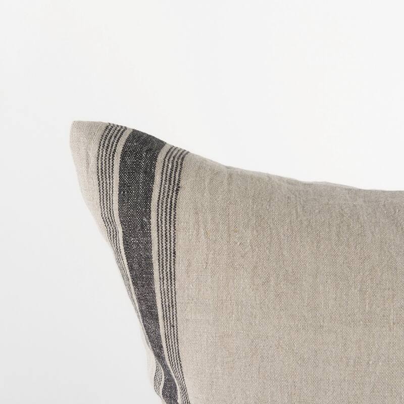 Hattie 13L x 21W Beige and Black Fabric Striped Decorative Pillow Cover