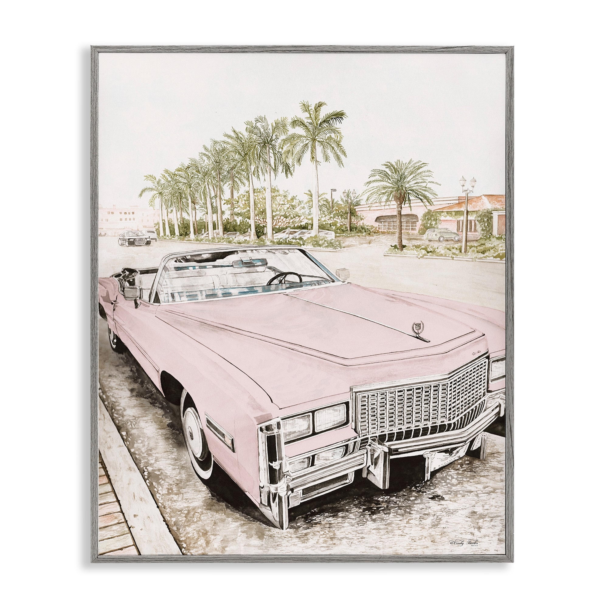 Stupell Baby Pink Retro Convertible Framed Giclee Art Design By Cindy Jacobs