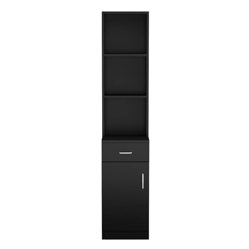 Standing 5 Compartments 1 Drawer 1 Door MDF Barber Cabinet Black