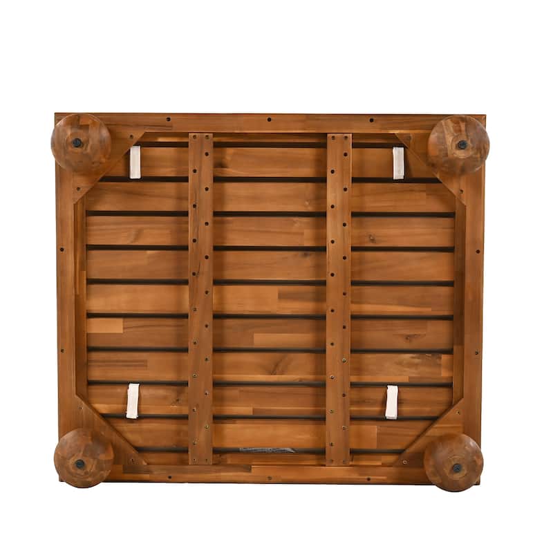 Scott Living Dulcie 4 Piece Outdoor Acacia Wood L Shape Setional Sofa with Removable Cushions
