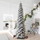 preview thumbnail 12 of 42, Glitzhome Pre-Lit Flocked Pencil Spruce Artificial Christmas Tree with Warm White Lights 15 Foot