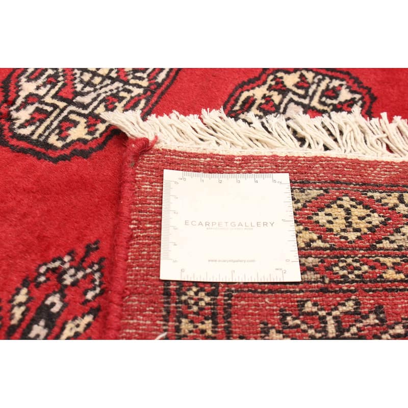 ECARPETGALLERY Hand-knotted Finest Peshawar Bokhara Red Wool Rug - 2'7 x 4'0