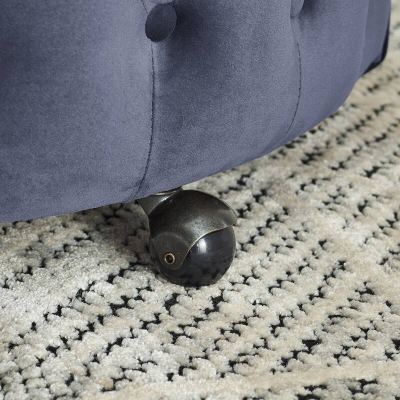 Velvet Upholstered Chairs Movable Wheels Swivel Chairs for Living Room Accent Chairs with 3 Pillows, Button Tufted Barrel Chairs
