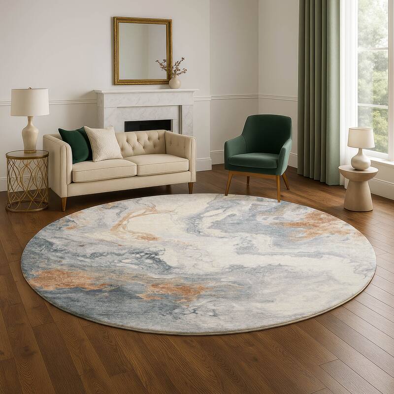 Premium Washable Super Soft Abstract Contemporary Mayfield Rug - 8' x 8' - Gray