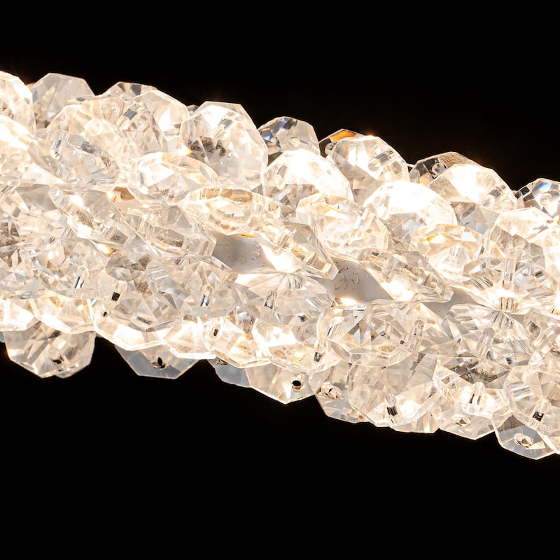 Modern Gold Crystal LED Chandelier, Dimmable Ring Light