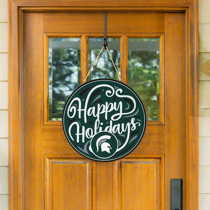 Michigan State University 18" x 18" Happy Holidays Door Décor Wall Sign - 18" x 18"