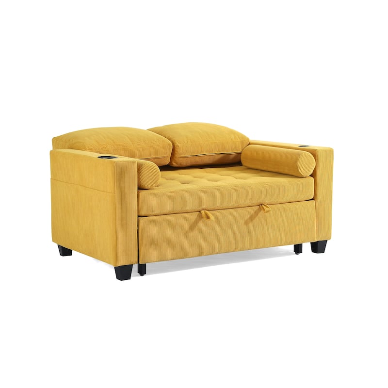 3-in-1 Pull-Out Sleeper Sofa Bed Convertible Adjustable Multi-Functional Loveseat with USB Port