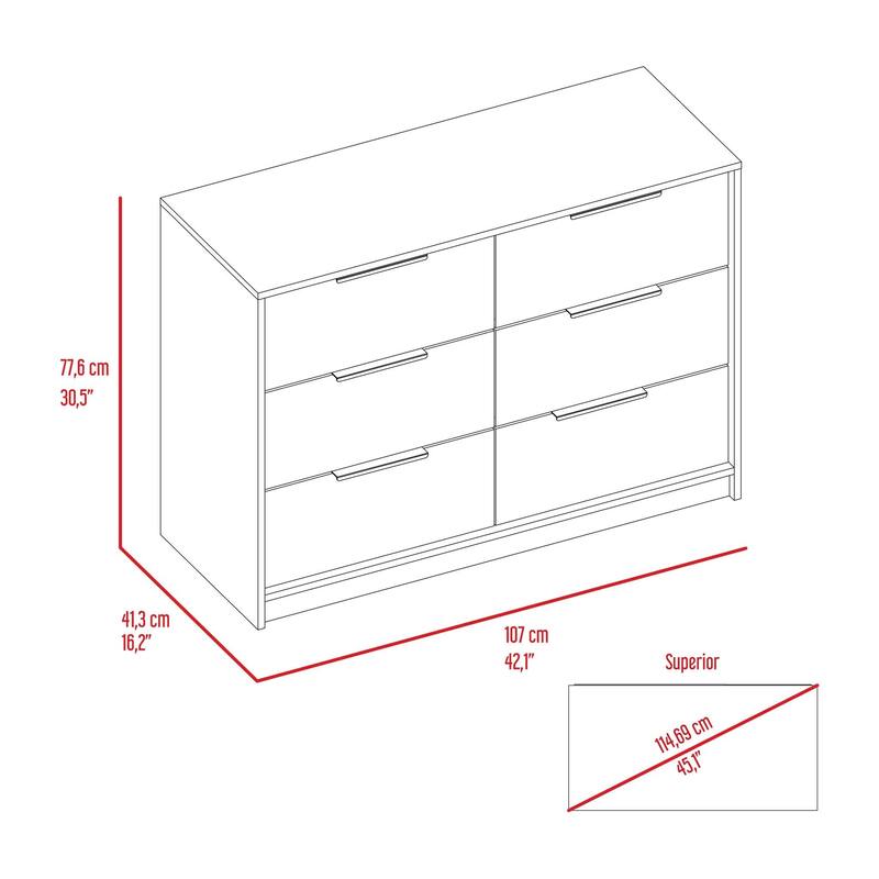 Longhill 6-Drawer Rectangle Dresser Black Wengue and Pine