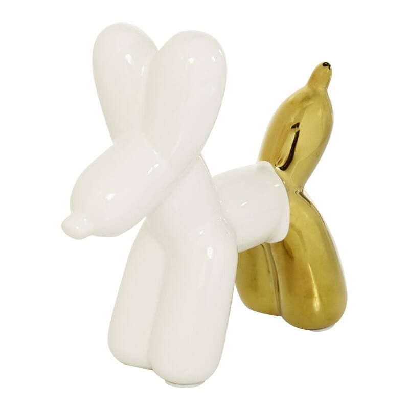 CosmoLiving by Cosmopolitan Ceramic Balloon Dog Decorative Sculpture - Gold or White - White