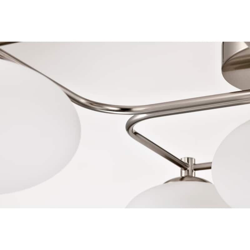 Camris 5-Light Nickel Chandelier Frosted Glass Shades