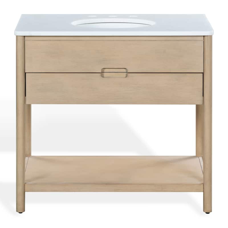 SAFAVIEH Couture Petrabecca Vanity - 48"W x 22"D x 33"H - Light Oak/White