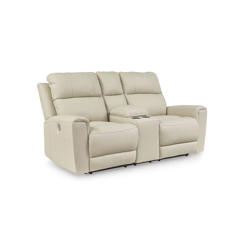 Signature Design by Ashley Dahlmoore Beige Power Reclining Loveseat with Console - 76" W x 42" D x 40" H