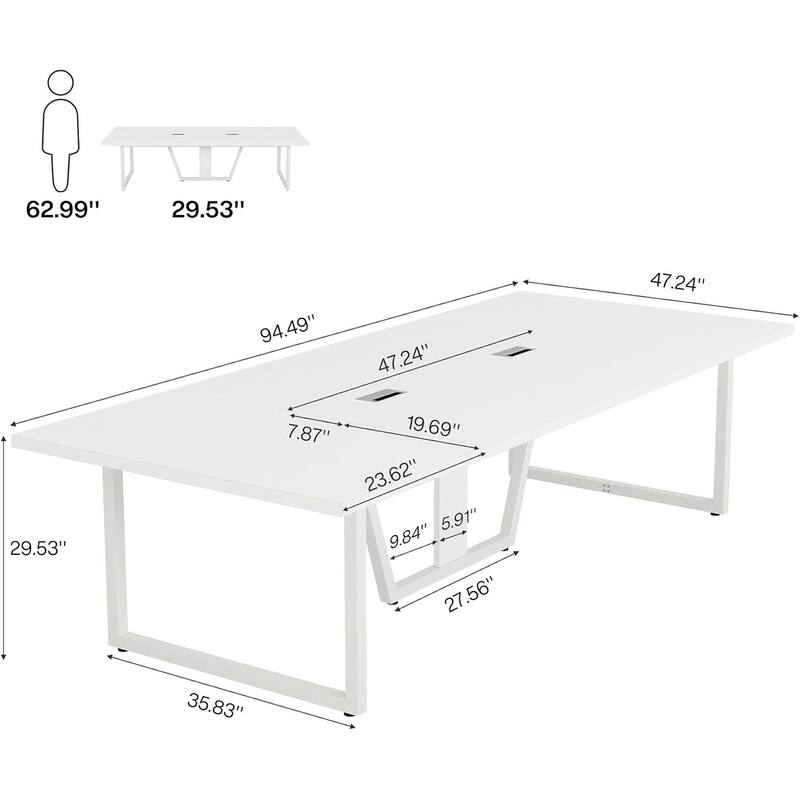 8FT Conference Table, 94.49 L Large Meeting Table for 10 People