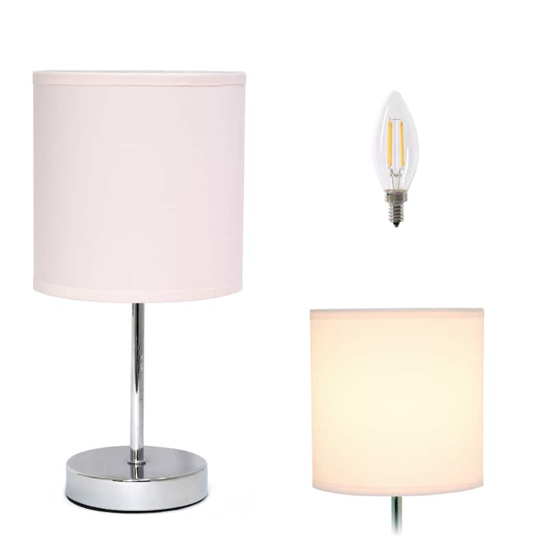 Simple Designs 11.81" Basic Mini Table Lamp with Feit LED Bulb Included - 11.81 - Blush Pink
