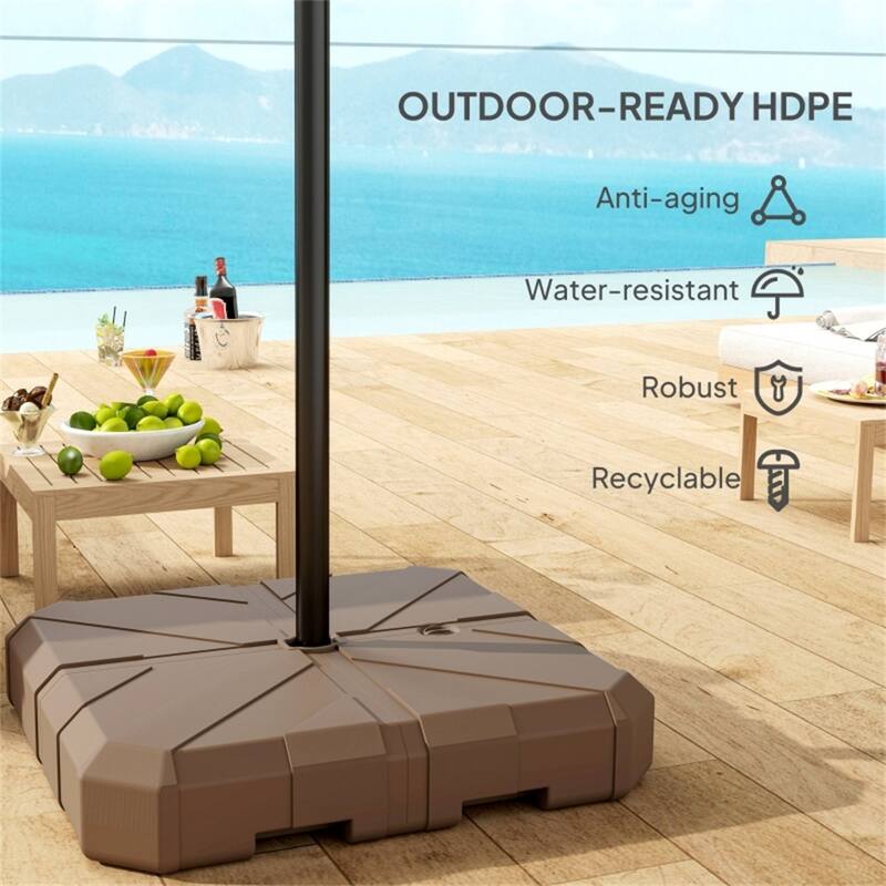 HDPE and Metal Offset Umbrella Base Sand or Water Fillable Heavy Duty for 2.4 Inch Poles Outdoor Patio Parasol Stand