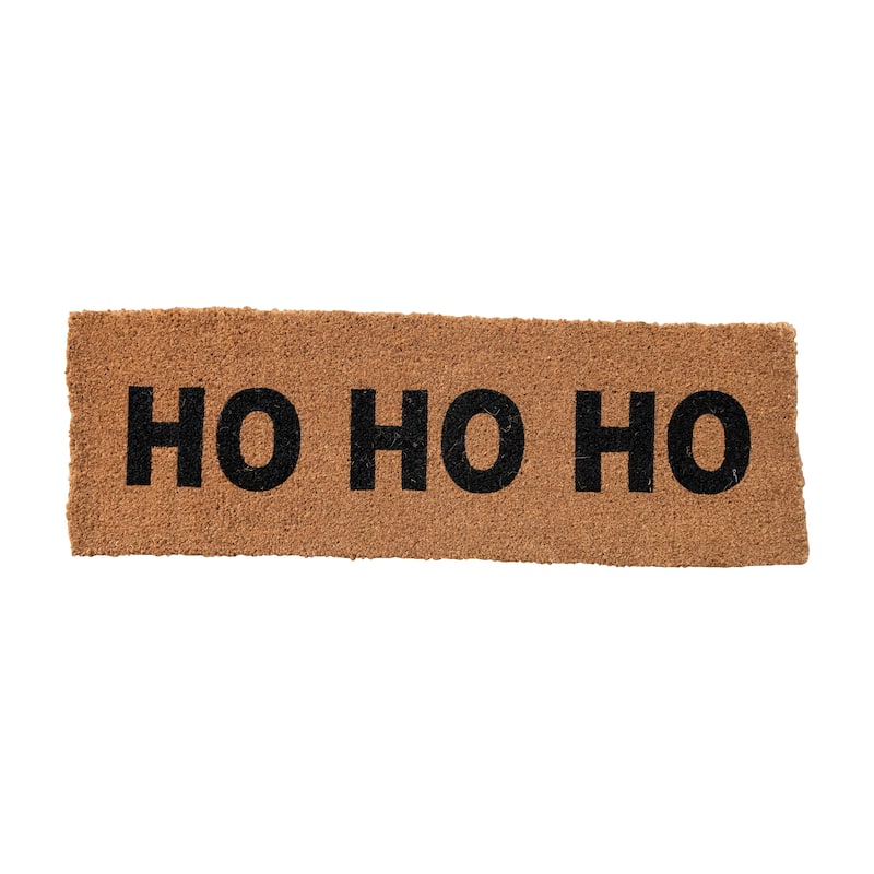 "Ho Ho Ho" Coir Double Doormat - Natural;Black
