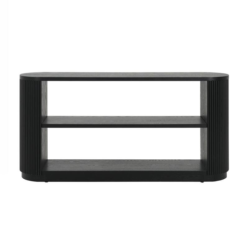 Modern Entryway Console Table - Slim Sofa Table with Open Shelf & Elegant Wood Grain, Hallway Table for Living Room