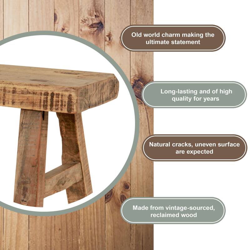 Artissance 11 in. W Rectangular Natural Wood Vintage Mini Stool - 11" W x 5" L x 9" H