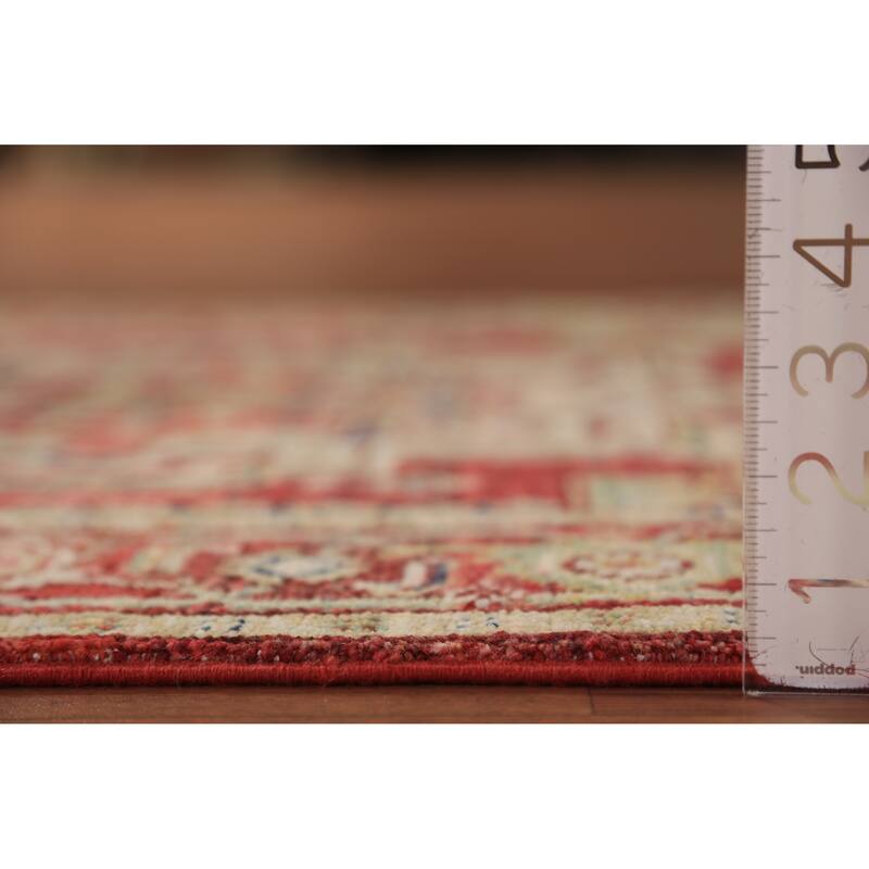 Heriz Serapi Vegetable Dye Accent Rug Geometric Handmade Wool Carpet - 3'0"x 4'10"